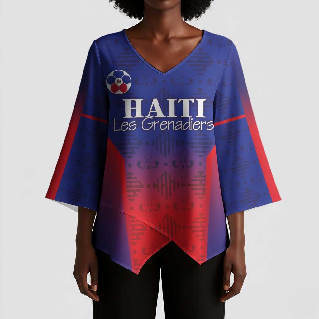 Custom Afro Haiti Football Kimono Sleeve Blouse Sporty Style
