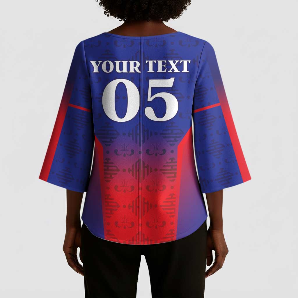 Custom Afro Haiti Football Kimono Sleeve Blouse Sporty Style