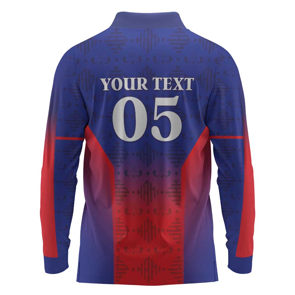 Custom Afro Haiti Football Long Sleeve Polo Shirt Sporty Style - African Pride