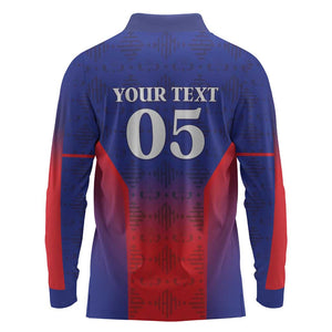 Custom Afro Haiti Football Long Sleeve Polo Shirt Sporty Style - African Pride