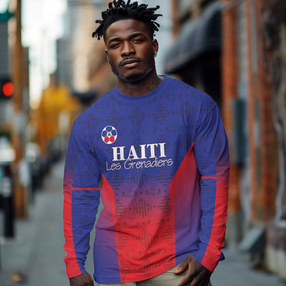 Custom Afro Haiti Football Long Sleeve Shirt Sporty Style - African Pride