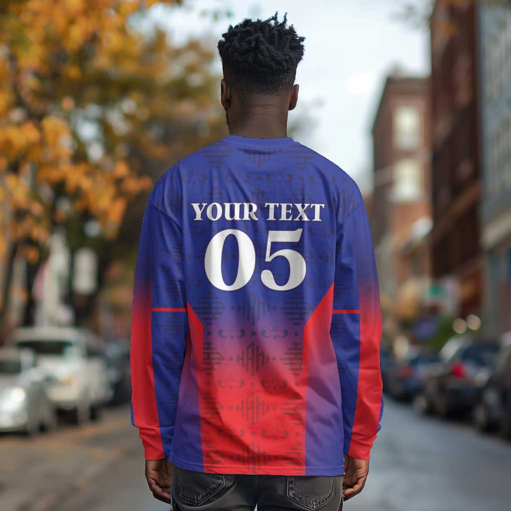 Custom Afro Haiti Football Long Sleeve Shirt Sporty Style - African Pride