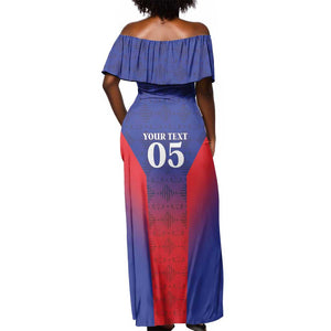 Custom Afro Haiti Football Off Shoulder Maxi Dress Sporty Style - African Pride