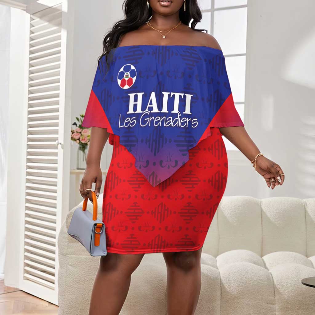Custom Afro Haiti Football Off Shoulder Short Dress Sporty Style - African Pride