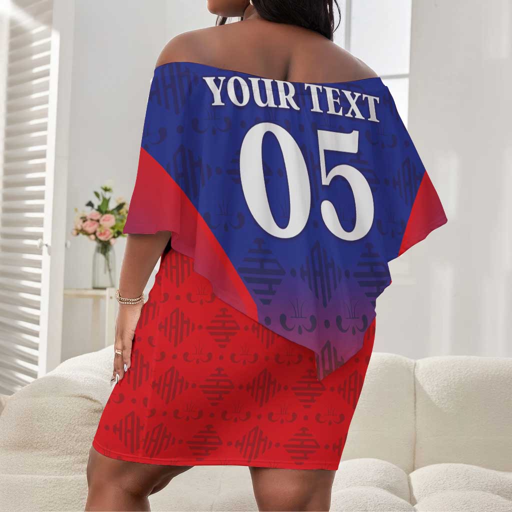 Custom Afro Haiti Football Off Shoulder Short Dress Sporty Style - African Pride