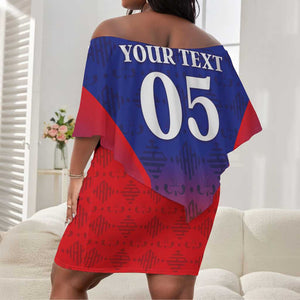 Custom Afro Haiti Football Off Shoulder Short Dress Sporty Style - African Pride