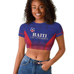 Custom Afro Haiti Football Raglan Cropped T shirt Sporty Style - African Pride