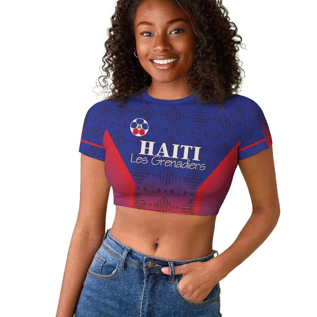 Custom Afro Haiti Football Raglan Cropped T shirt Sporty Style - African Pride