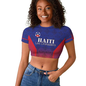 Custom Afro Haiti Football Raglan Cropped T shirt Sporty Style - African Pride