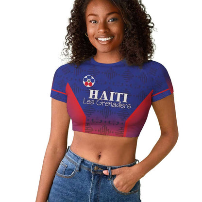 Custom Afro Haiti Football Raglan Cropped T shirt Sporty Style - African Pride