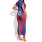 Custom Afro Haiti Football Short Sleeve Bodycon Dress Sporty Style - African Pride