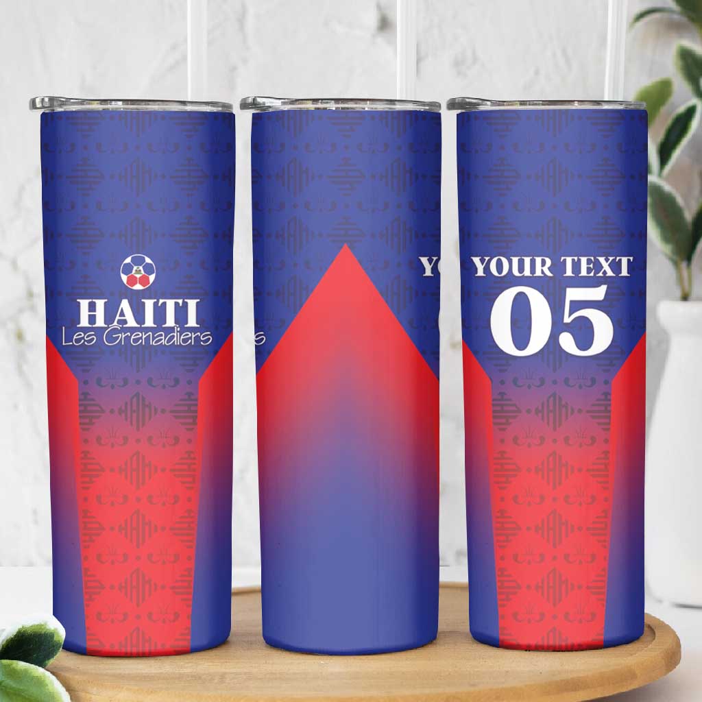 Custom Afro Haiti Football Skinny Tumbler Sporty Style - African Pride
