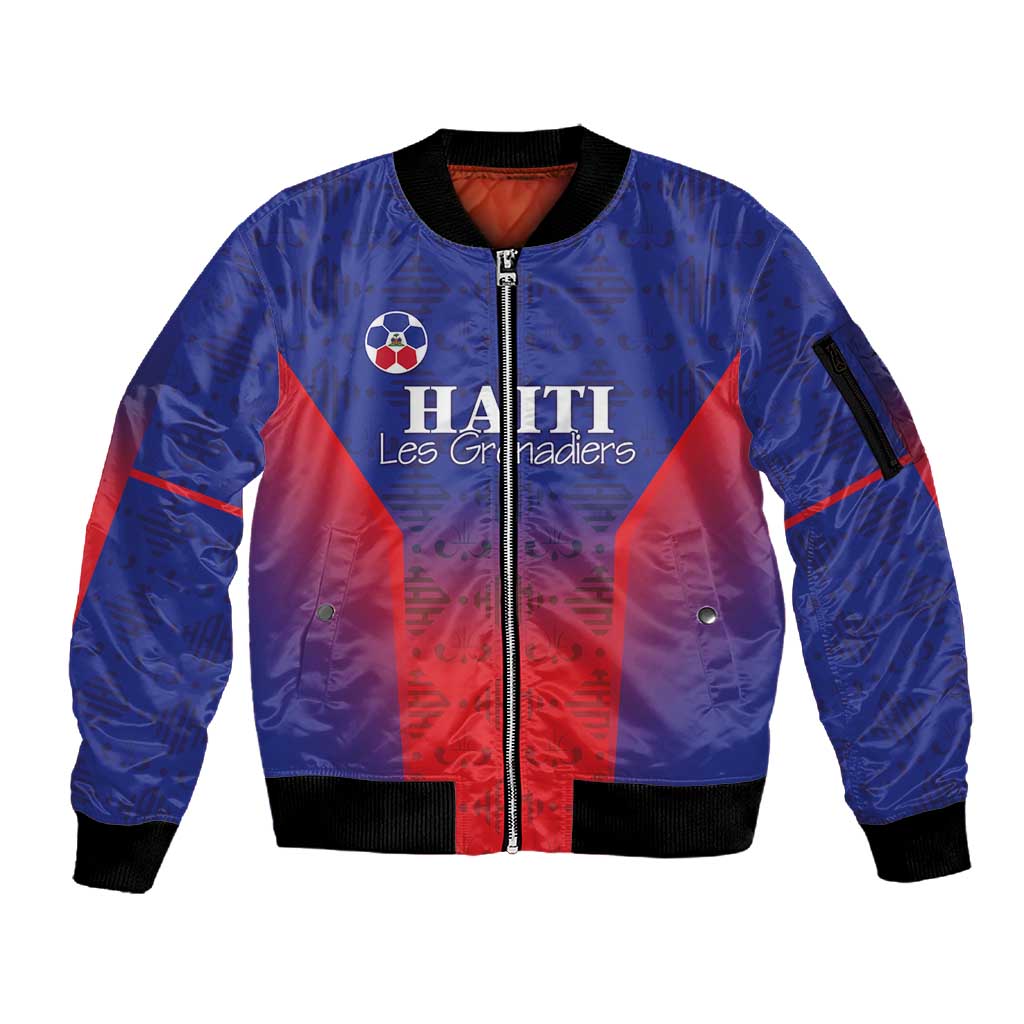 Custom Afro Haiti Football Sleeve Zip Bomber Jacket Sporty Style - African Pride