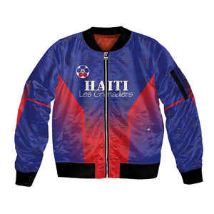 Custom Afro Haiti Football Sleeve Zip Bomber Jacket Sporty Style - African Pride