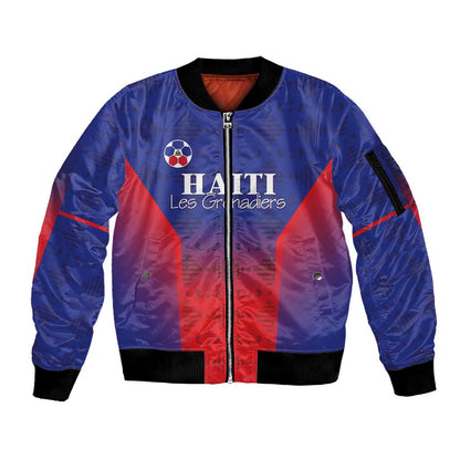 Custom Afro Haiti Football Sleeve Zip Bomber Jacket Sporty Style - African Pride