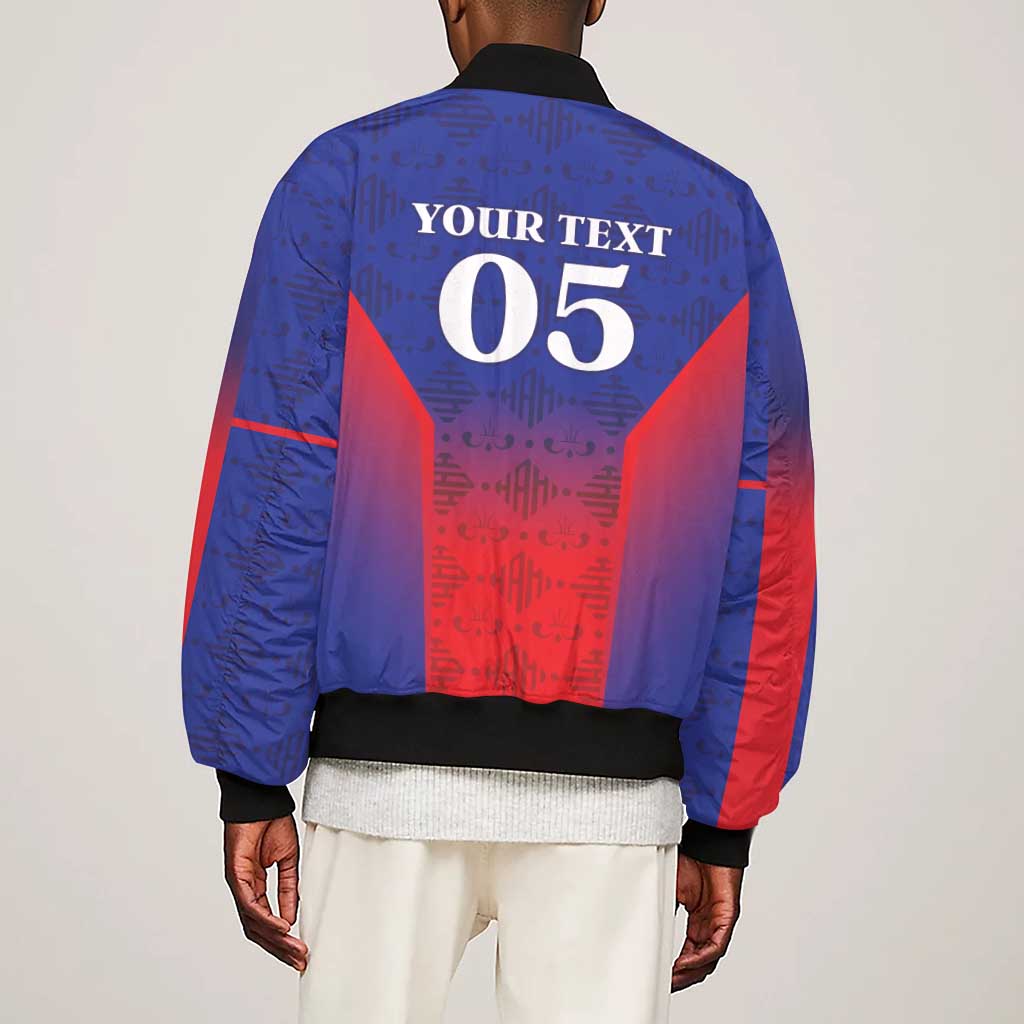 Custom Afro Haiti Football Sleeve Zip Bomber Jacket Sporty Style - African Pride