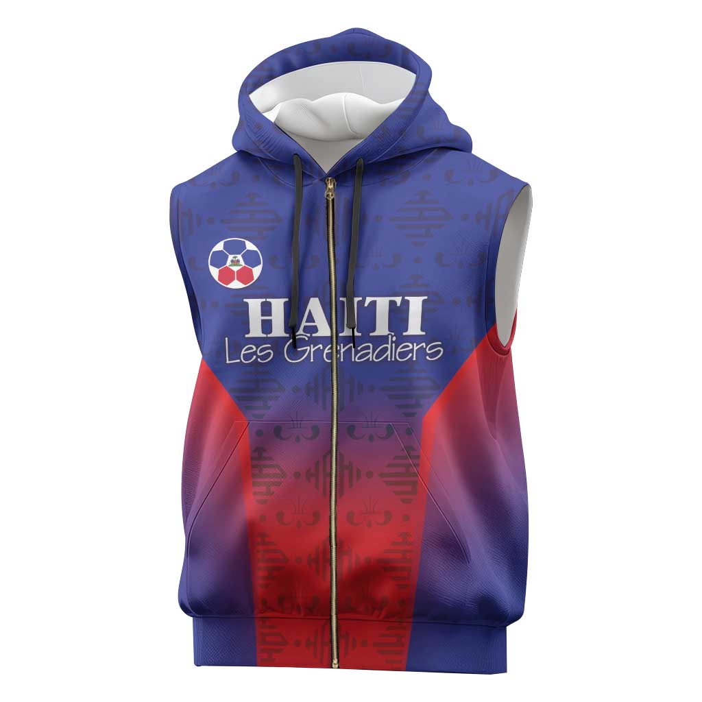 Custom Afro Haiti Football Sleeveless Zip Hoodie Sporty Style - African Pride