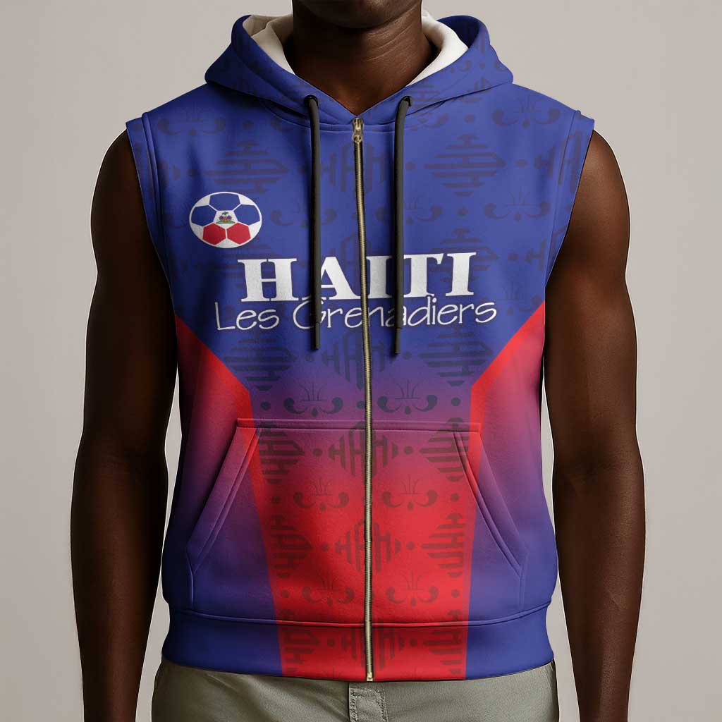 Custom Afro Haiti Football Sleeveless Zip Hoodie Sporty Style - African Pride