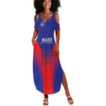 Custom Afro Haiti Football Summer Maxi Dress Sporty Style - African Pride