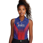 Custom Afro Haiti Football Women Sleeveless Polo Shirt Sporty Style - African Pride