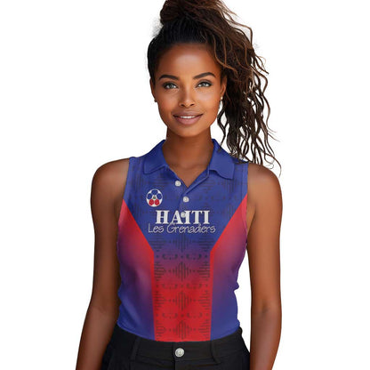 Custom Afro Haiti Football Women Sleeveless Polo Shirt Sporty Style - African Pride
