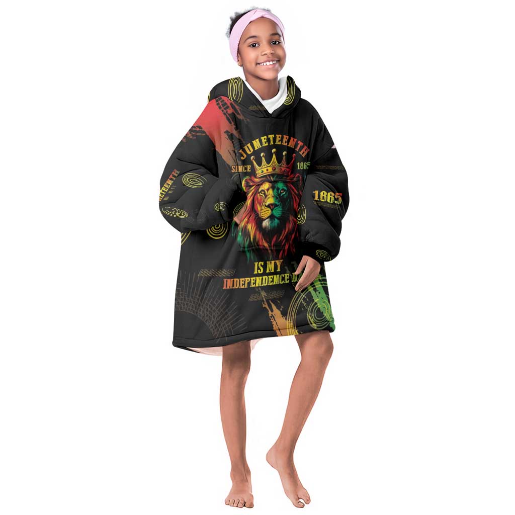 Juneteenth Is My Independence Day Kid Wearable Blanket Hoodie