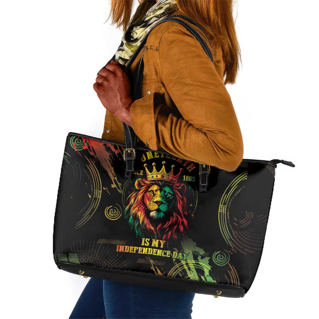 Juneteenth Is My Independence Day Leather Tote Bag
