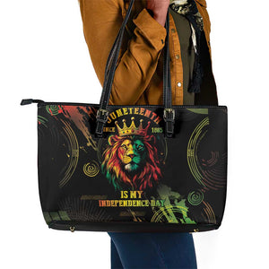 Juneteenth Is My Independence Day Leather Tote Bag