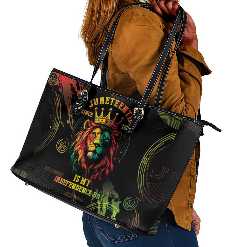 Juneteenth Is My Independence Day Leather Tote Bag