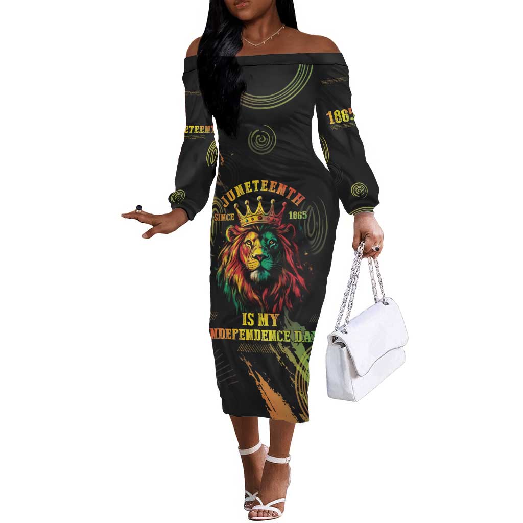 Juneteenth Is My Independence Day Off The Shoulder Long Sleeve Dress