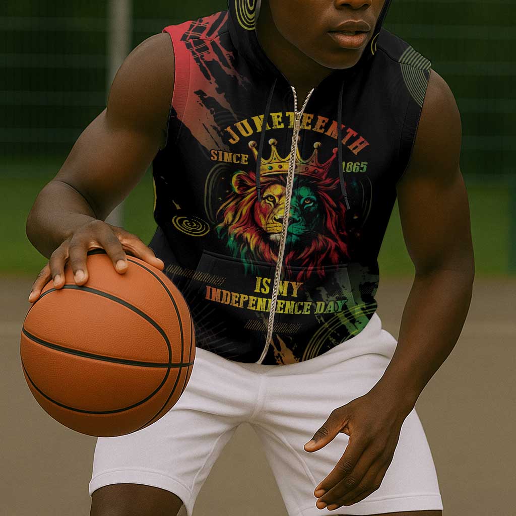 Juneteenth Is My Independence Day Sleeveless Zip Hoodie - African Pride