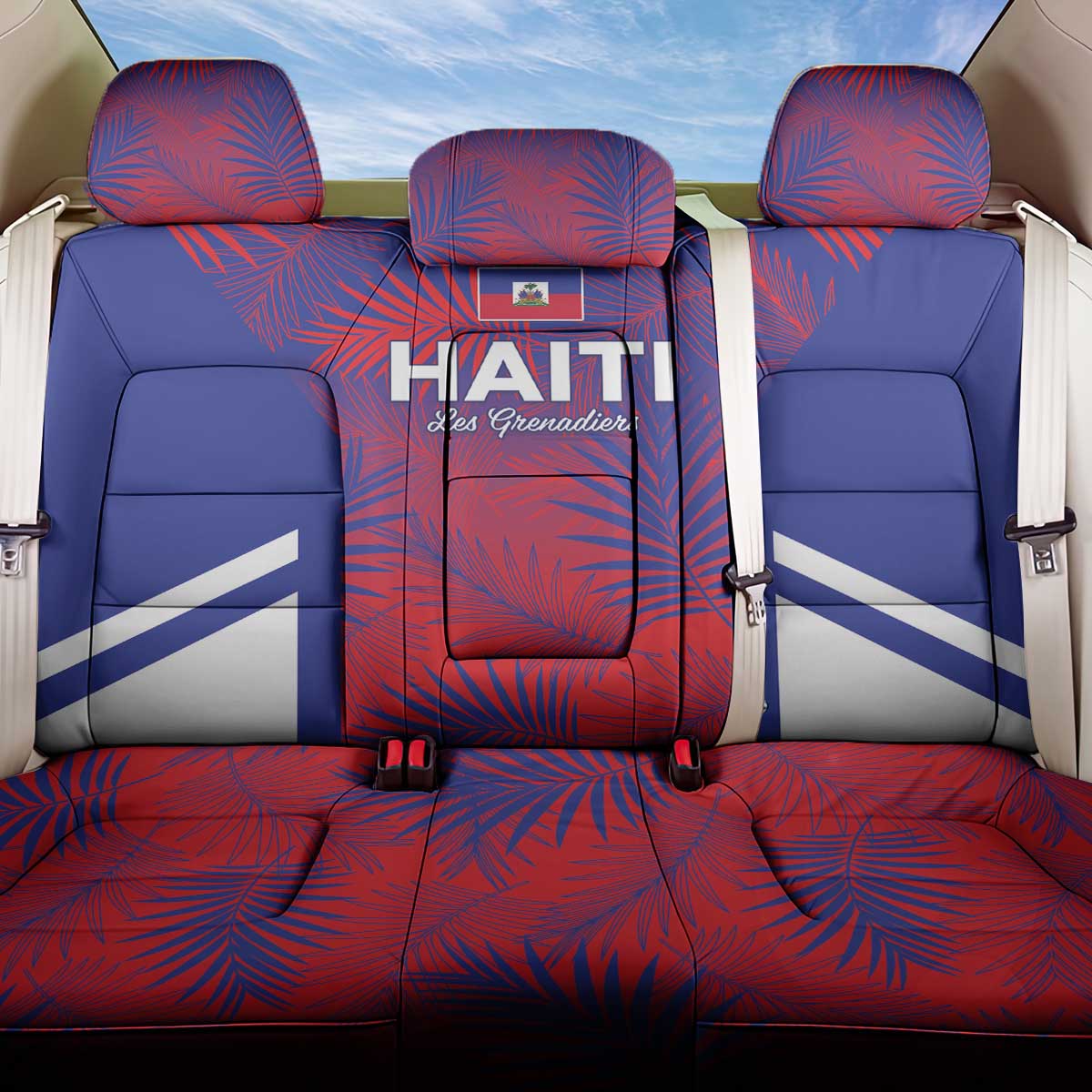 Les Grenadiers Haiti Football Back Car Seat Cover Tropical Vibes - African Pride