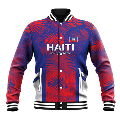 Custom Les Grenadiers Haiti Football Baseball Jacket Tropical Vibes - African Pride