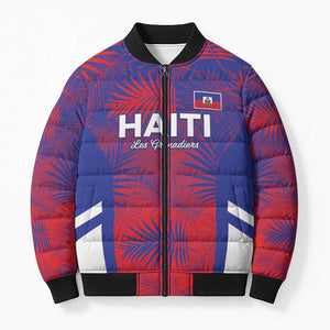 Custom Les Grenadiers Haiti Football Bomber Puffer Jacket Tropical Vibes