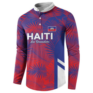 Custom Les Grenadiers Haiti Football Button Sweatshirt Tropical Vibes