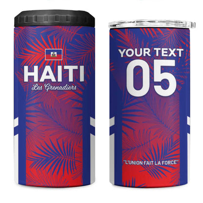 Custom Les Grenadiers Haiti Football 4 in 1 Can Cooler Tumbler Tropical Vibes - African Pride