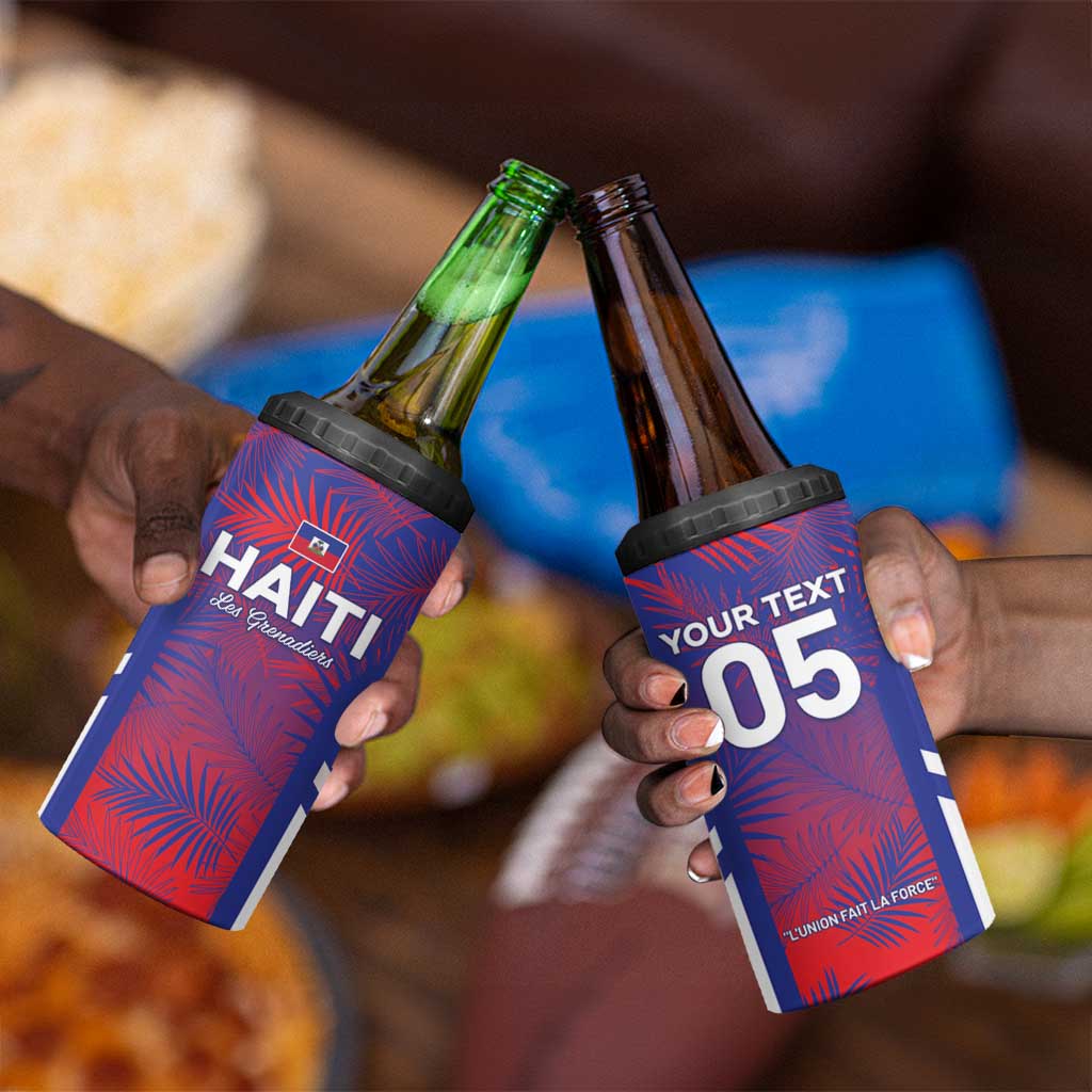 Custom Les Grenadiers Haiti Football 4 in 1 Can Cooler Tumbler Tropical Vibes - African Pride