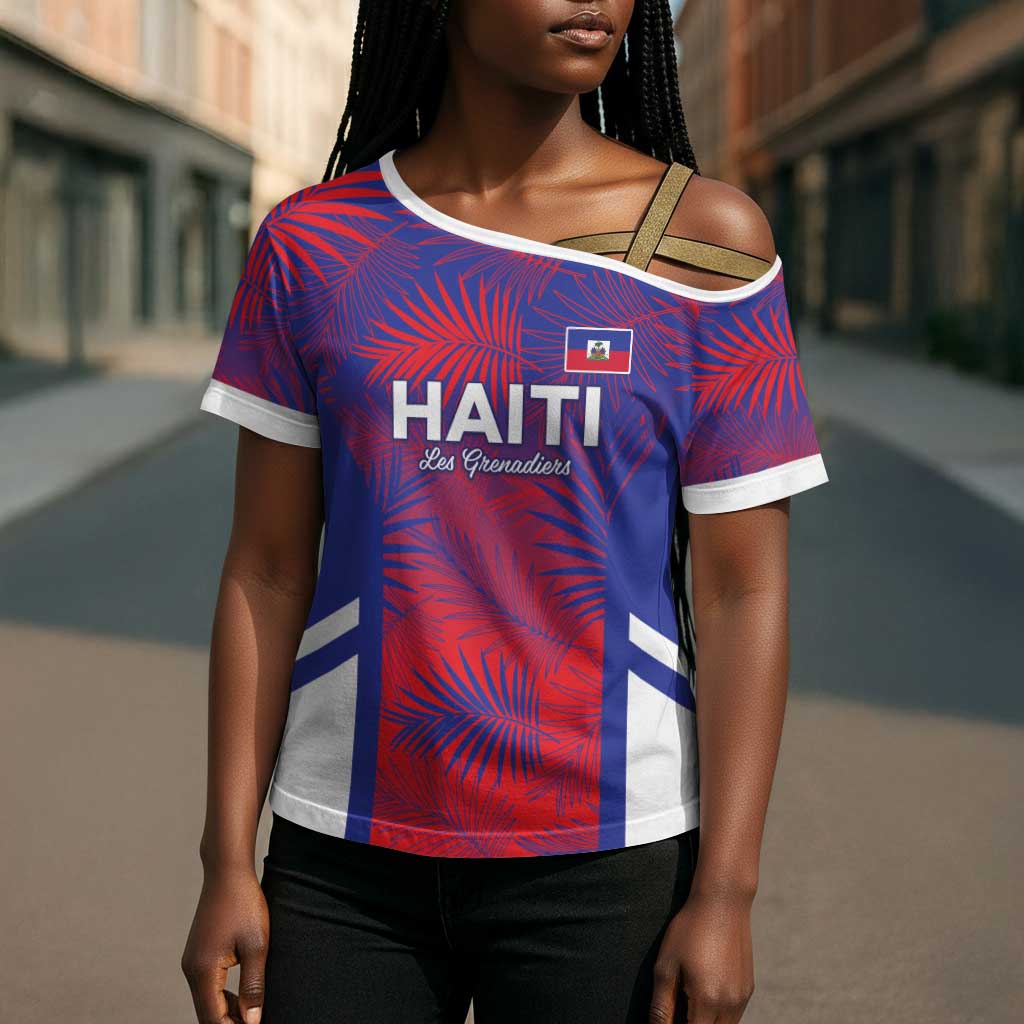 Custom Les Grenadiers Haiti Football Cross Shoulder Shirt Tropical Vibes