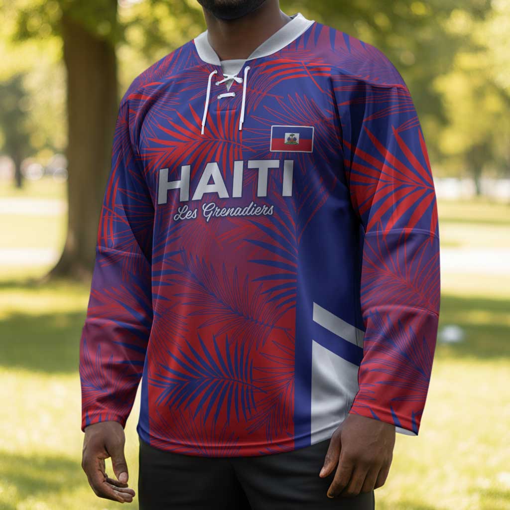 Custom Les Grenadiers Haiti Football Hockey Jersey Tropical Vibes