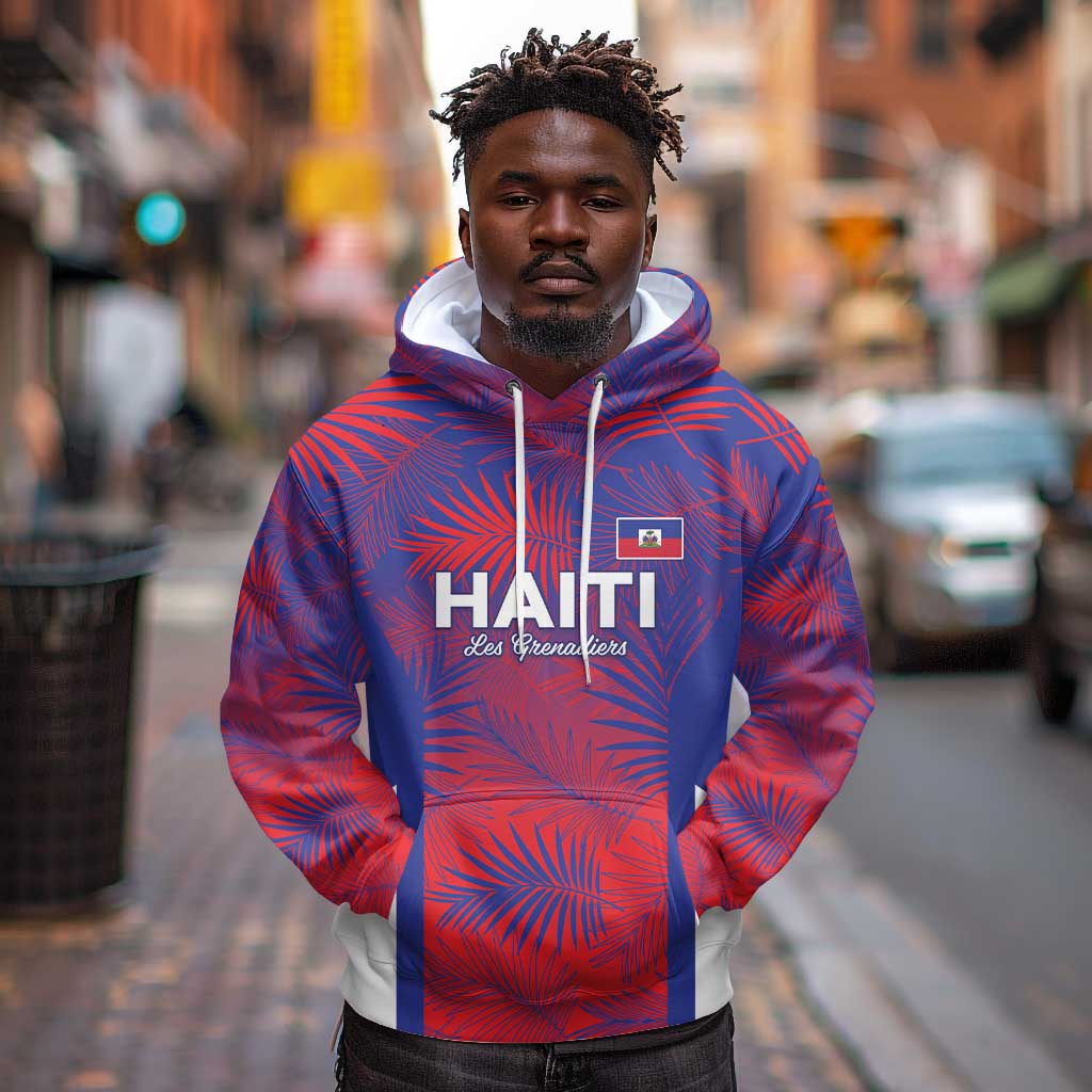 Custom Les Grenadiers Haiti Football Hoodie Tropical Vibes - African Pride
