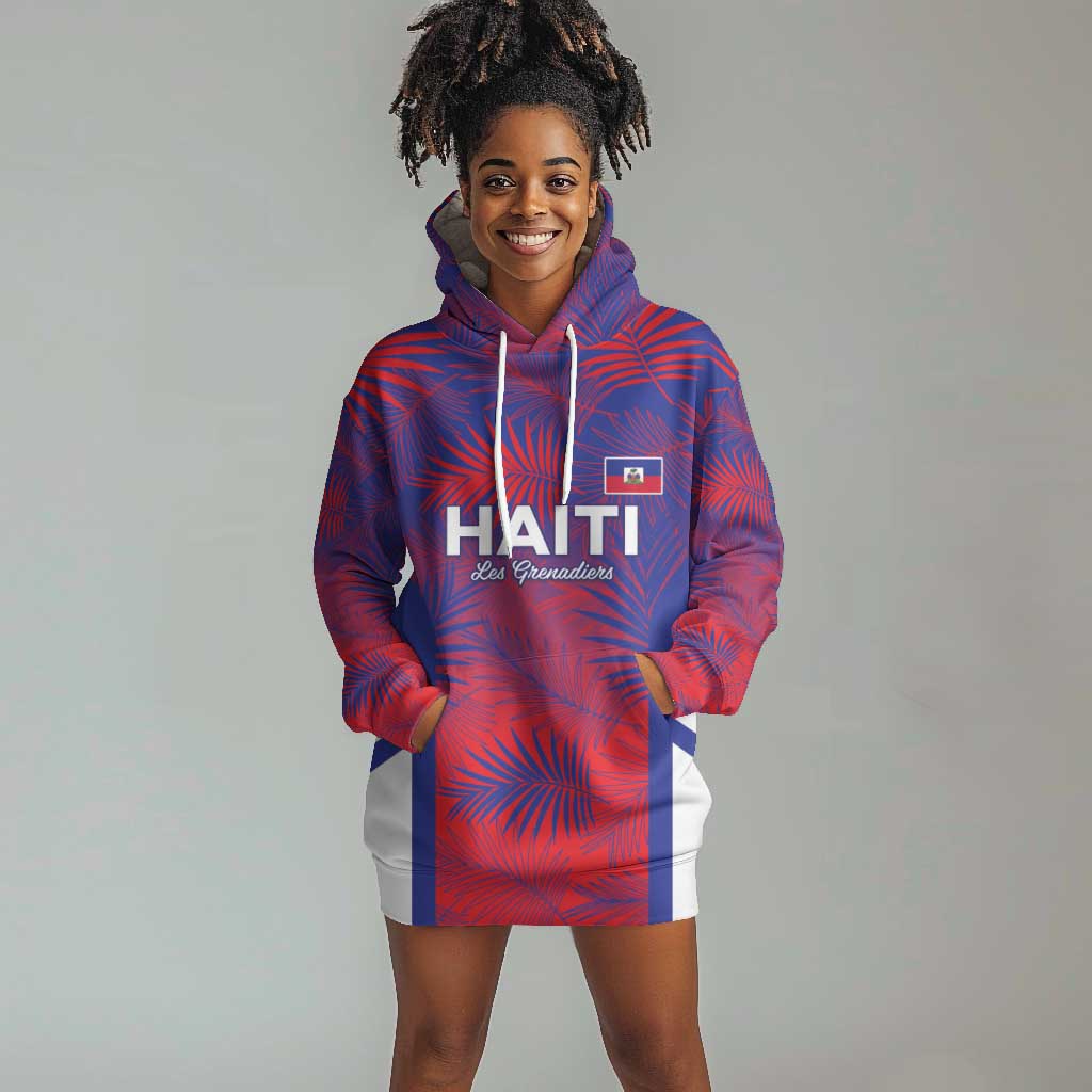 Custom Les Grenadiers Haiti Football Hoodie Dress Tropical Vibes - African Pride