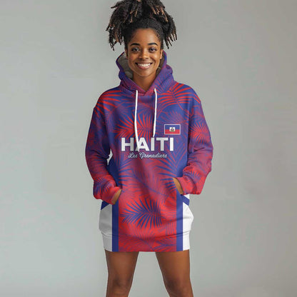 Custom Les Grenadiers Haiti Football Hoodie Dress Tropical Vibes - African Pride