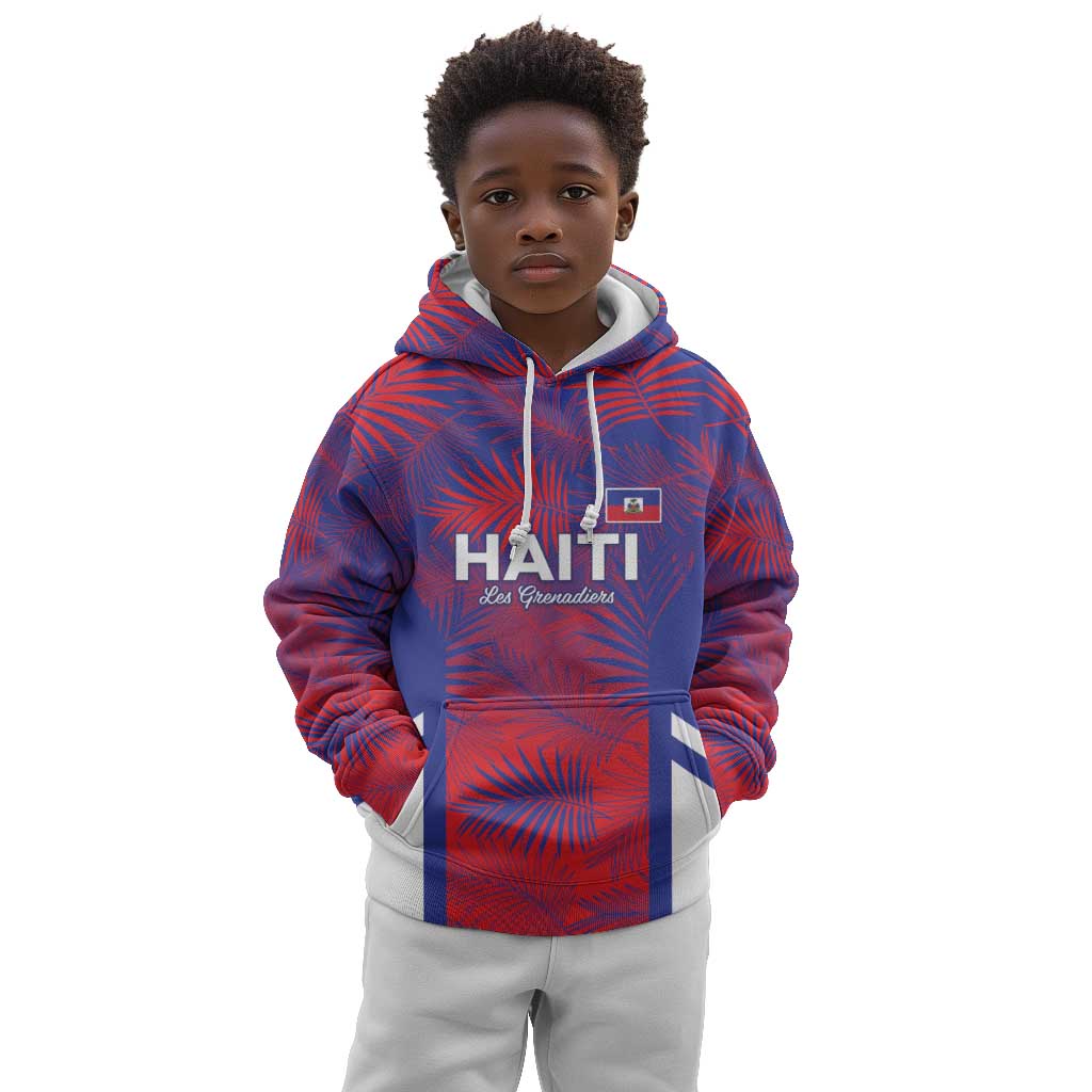 Custom Les Grenadiers Haiti Football Kid Hoodie Tropical Vibes - African Pride