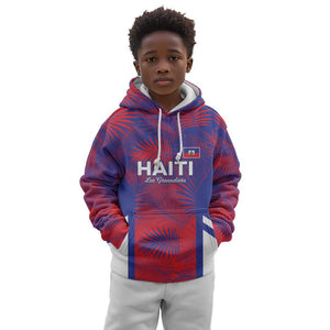 Custom Les Grenadiers Haiti Football Kid Hoodie Tropical Vibes - African Pride