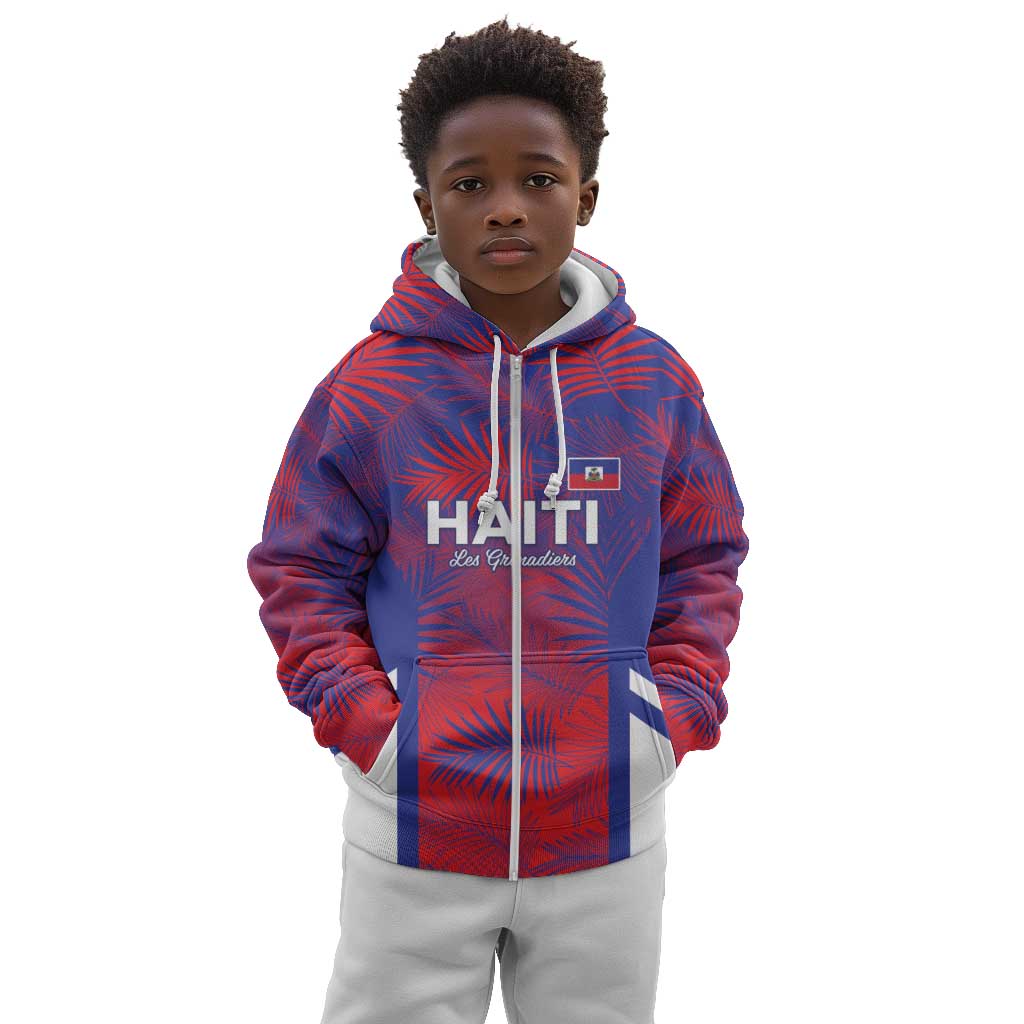 Custom Les Grenadiers Haiti Football Kid Hoodie Tropical Vibes - African Pride