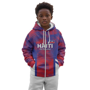 Custom Les Grenadiers Haiti Football Kid Hoodie Tropical Vibes - African Pride