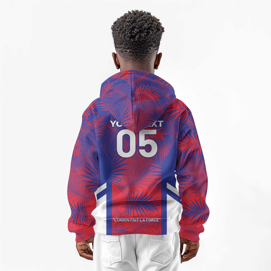 Custom Les Grenadiers Haiti Football Kid Hoodie Tropical Vibes - African Pride