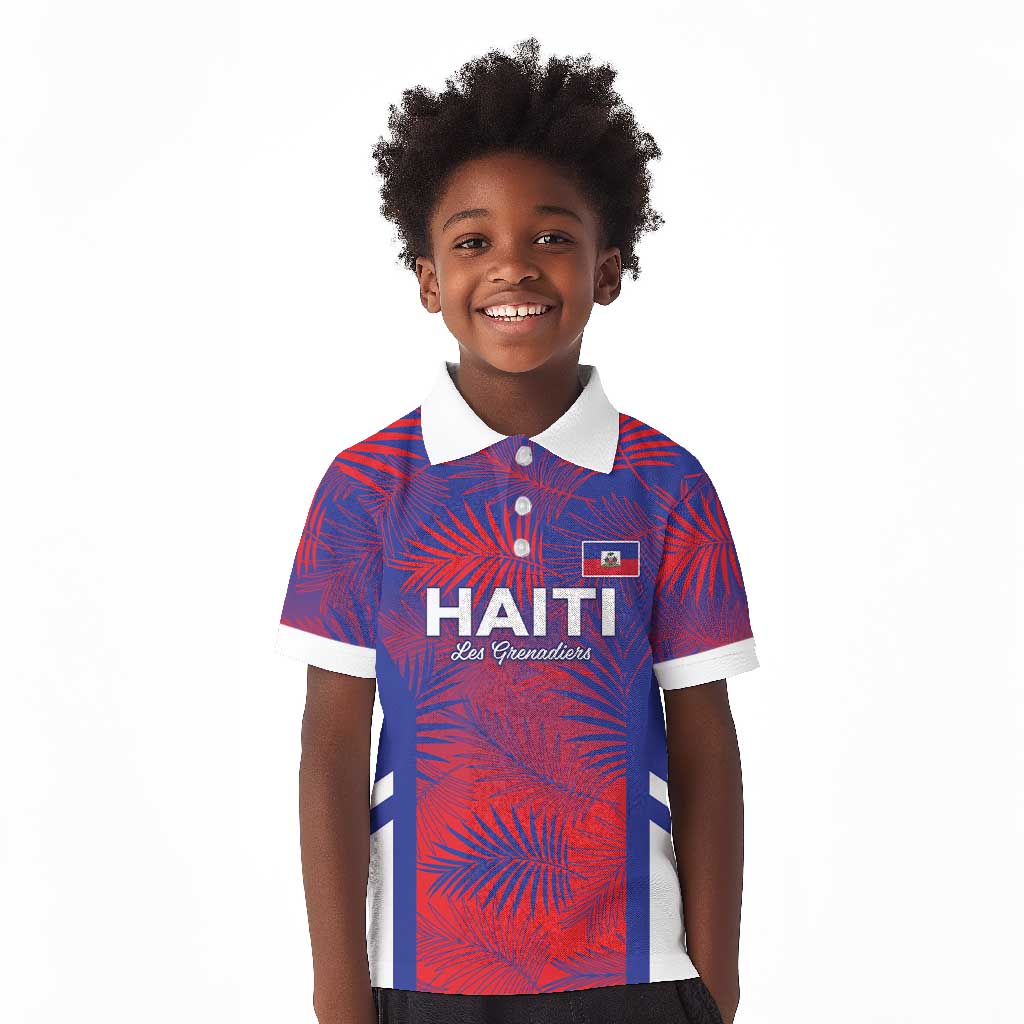 Custom Les Grenadiers Haiti Football Kid Polo Shirt Tropical Vibes LT05