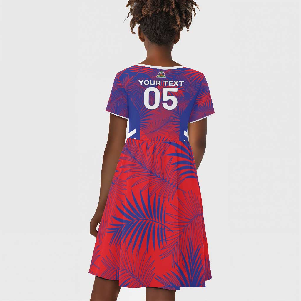 Custom Les Grenadiers Haiti Football Kid Short Sleeve Dress Tropical Vibes - African Pride