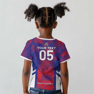 Custom Les Grenadiers Haiti Football Kid T shirt Tropical Vibes - African Pride